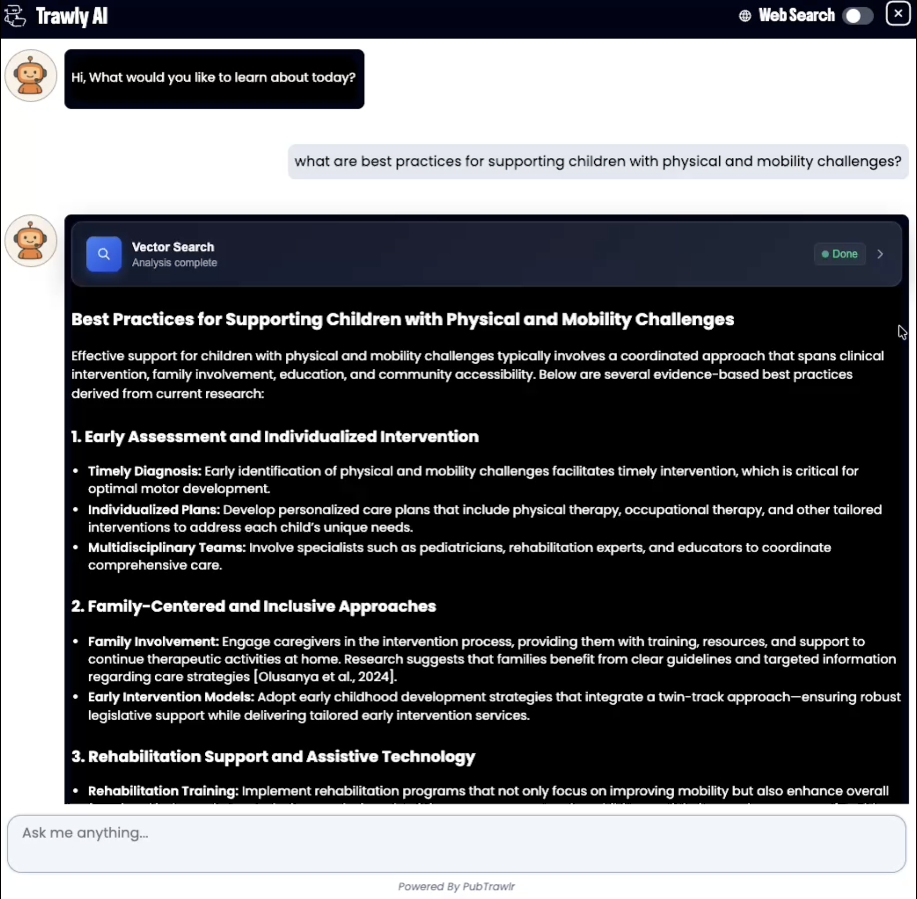 Trawly AI assistant screenshot